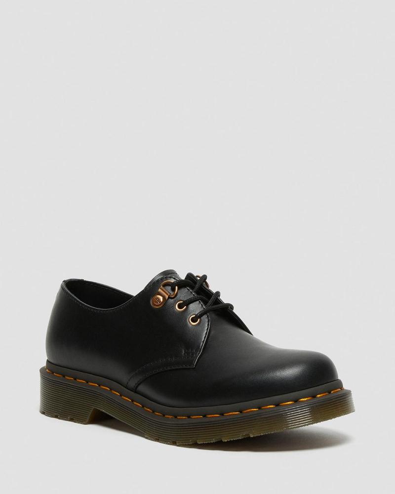 Women\'s Dr Martens 1461 Rose Gold Hardware Leather Oxfords Shoes Black | AU 367PJJ